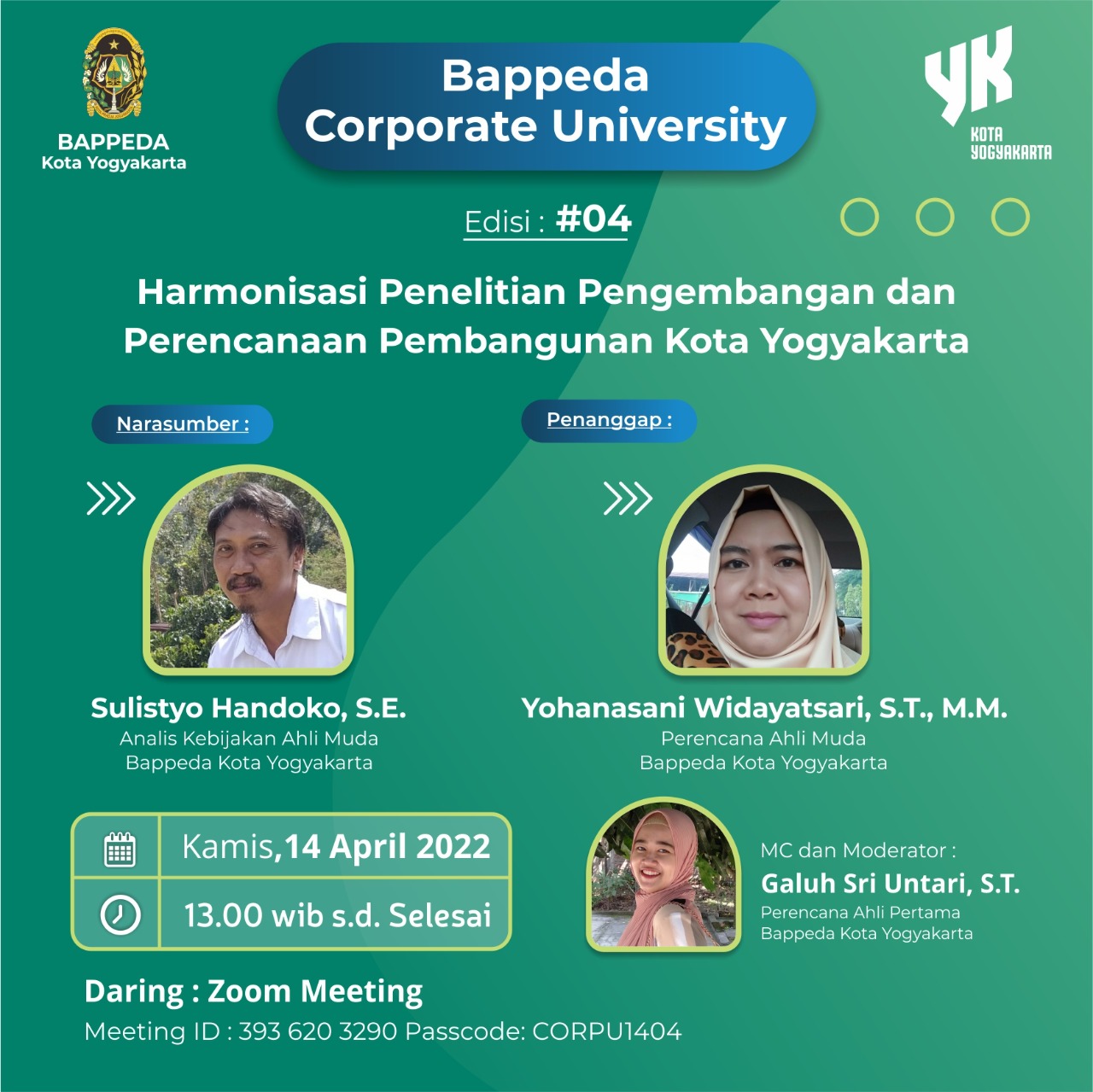 Bappeda Coorporate University #04 Harmonisasi Penelitian Pengembangan dan Perencanaan Pembangunan Kota Yogyakarta